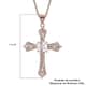 Simulated Diamond Cross Pendant Necklace 20 Inches in Rosetone and ION Plated Rose Gold Stainless Steel 2.65 ctw image number 5