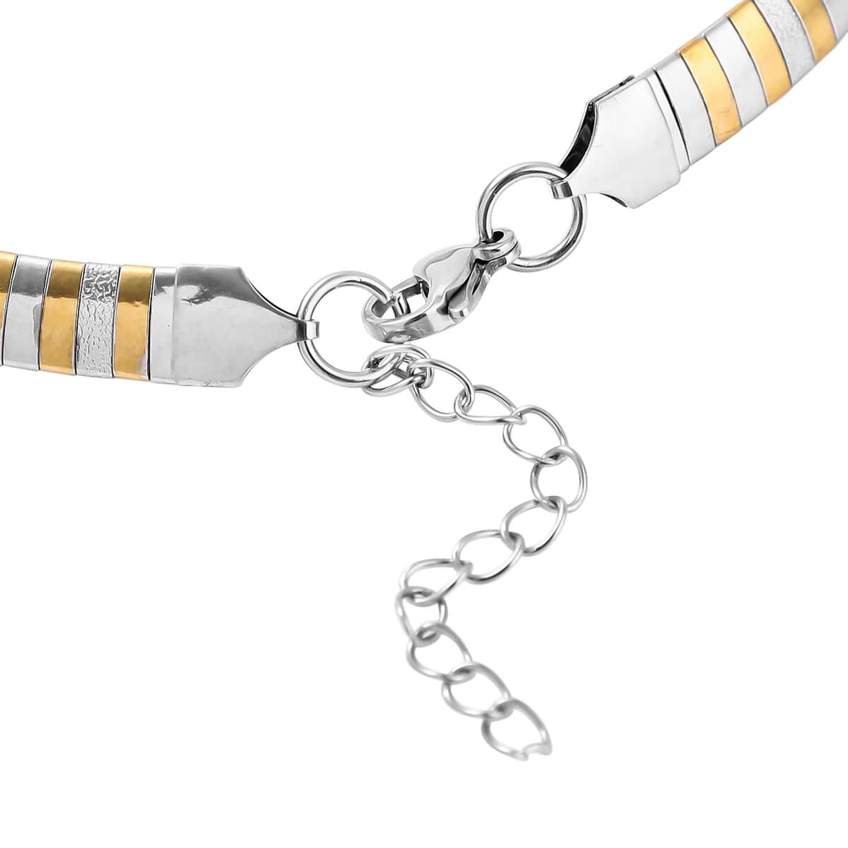Omega Necklace 16-18 Inches in ION Plated Yellow Gold and Stainless Steel 19.40 Grams image number 2