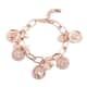 Coin Collection White Glass Pearl Charm Bracelet in Rosetone (7.50 In) image number 0