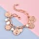 Coin Collection White Glass Pearl Charm Bracelet in Rosetone (7.50 In) image number 1