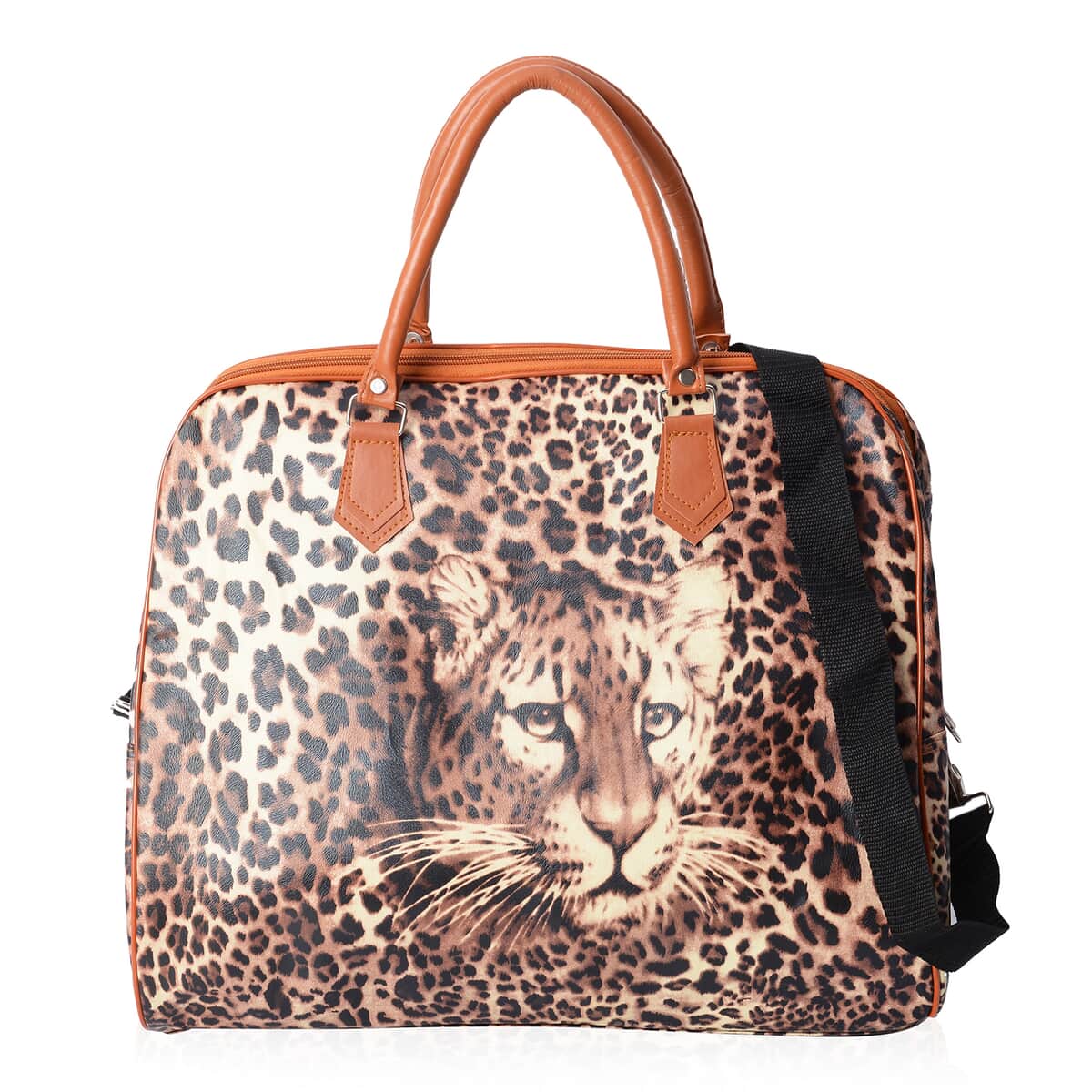 Golden Leopard Print Sequin Clutch Bag