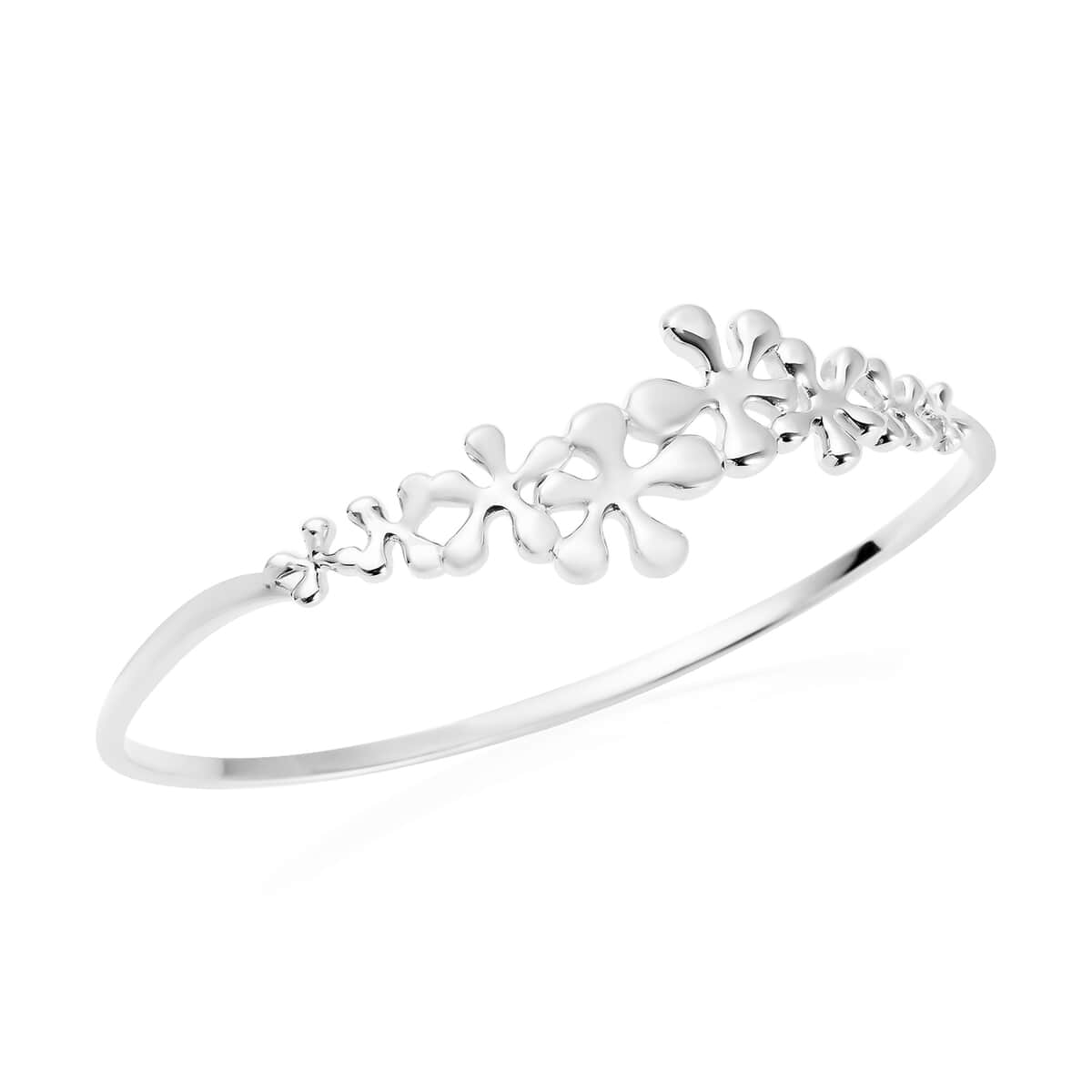 LucyQ Splash Collection Rhodium Over Sterling Silver Bangle Bracelet (7 in) 15 Grams image number 0
