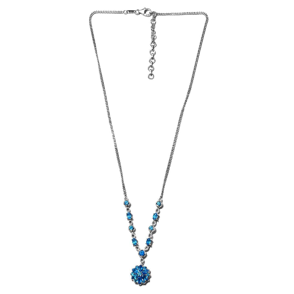 Malgache Neon Apatite Necklace 18 Inches in Platinum Over Sterling Silver 3.50 ctw image number 0