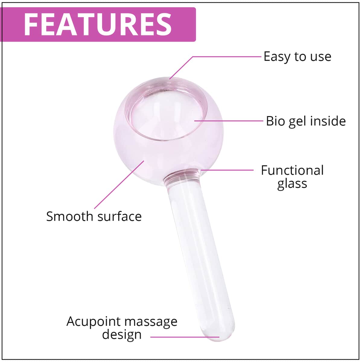 Set of 2 Pink Facial Massage Ice Globes image number 2