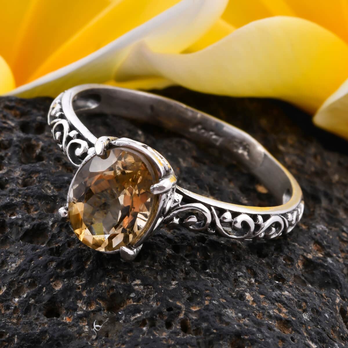 Brazilian Citrine Ring in Sterling Silver (Size 8.0) 1.65 ctw image number 1
