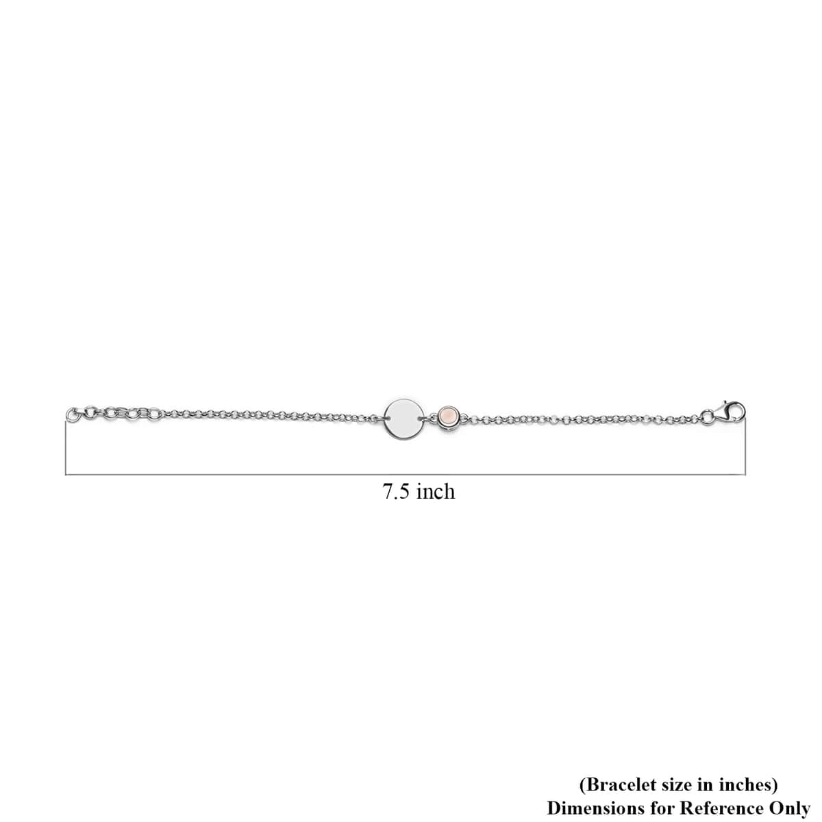 Personalized Sri Lankan Silver Moonstone Engraved Initial Birthstone Bracelet in Platinum Over Sterling Silver (6.50-8.50In) 0.80 ctw image number 4