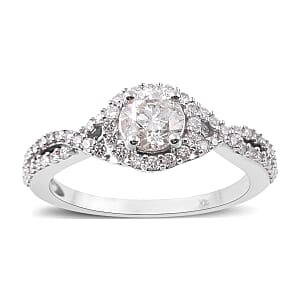 SGL Certified 14K White Gold Diamond (G-H, I1-I2) Infinity Shank Ring (Size 8.0) 1.00 ctw