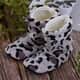 PASSAGE Set of 2 Pairs Brown and Grey Leopard Pattern 100% Polyester Faux Fur, Sherpa Booties (Size S) image number 1