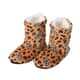 PASSAGE Set of 2 Pairs Brown and Grey Leopard Pattern 100% Polyester Faux Fur, Sherpa Booties (Size S) image number 3