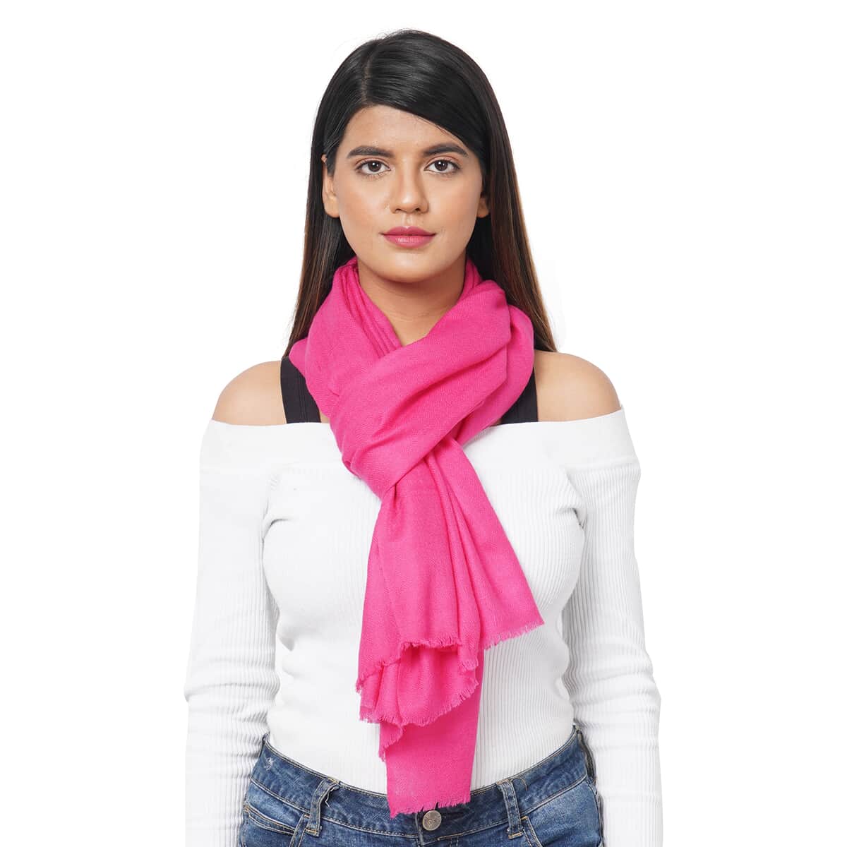 PASSAGE 100% Cashmere Wool Pink Scarf image number 2