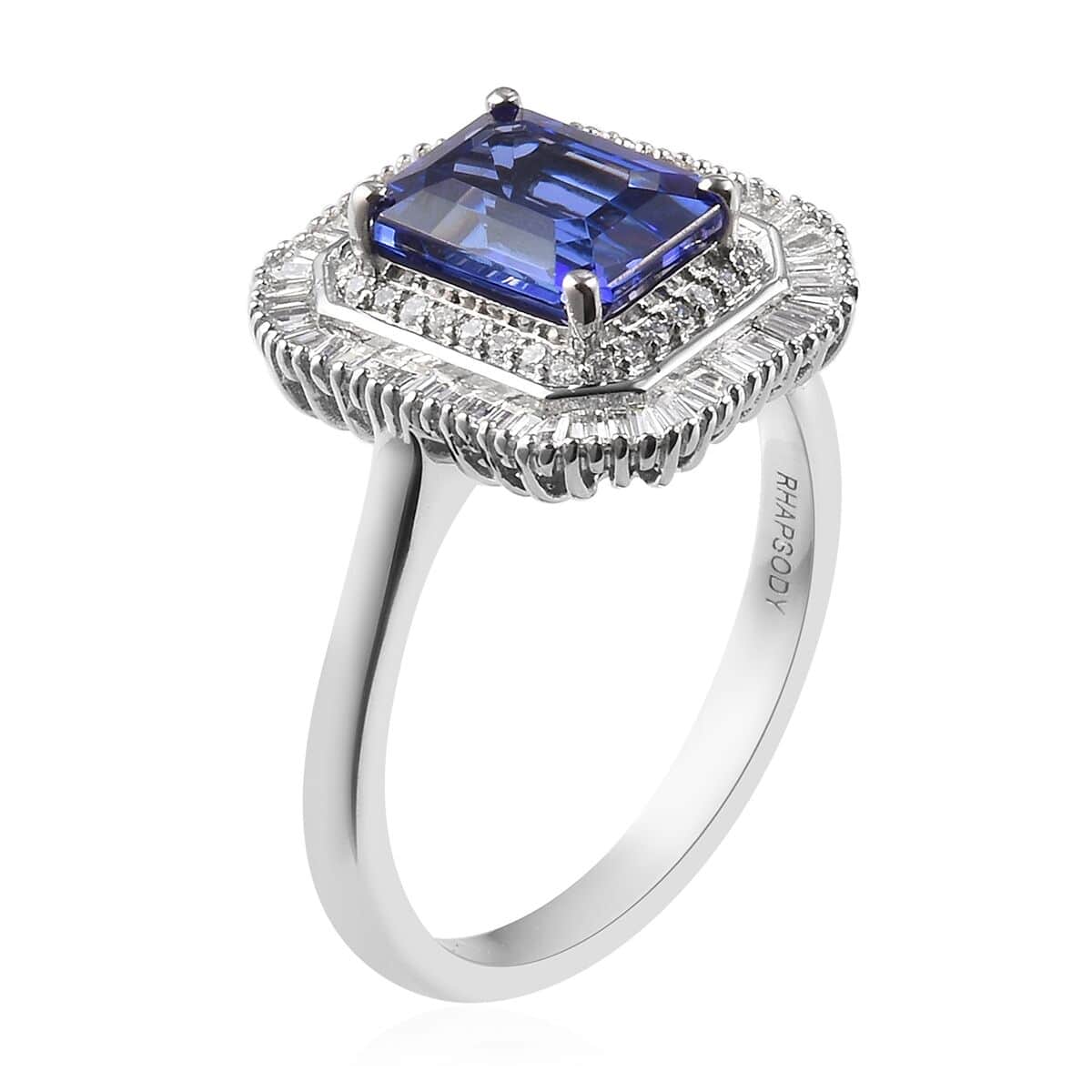 RHAPSODY 950 Platinum AAAA Tanzanite and E-F VS2 Diamond Cocktail Ring 7.30 Grams 3.25 ctw image number 3