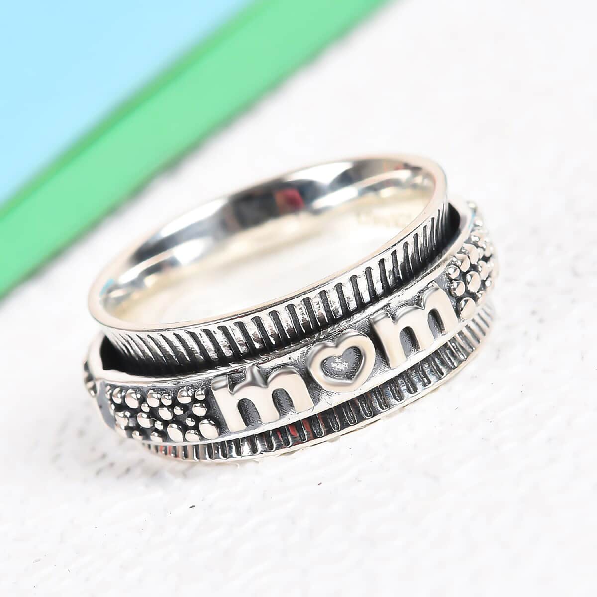 Sterling Silver Spinner Ring|Fidget Rings for Anxiety|Stress Relieving Anxiety Ring Band 5.60 grams (Size 10) image number 1
