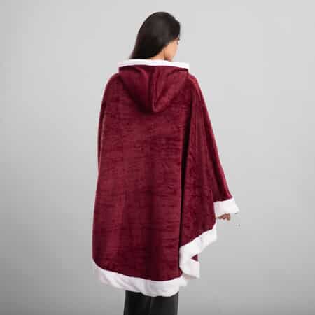 Women Poncho Cloak - Christmas Bear Prints Plaid Hooded Cape Coat