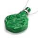 Green Jade and Simulated Diamond Carved Dragon Scent Bottle Necklace 18 Inches in Sterling Silver 346.75 ctw image number 2