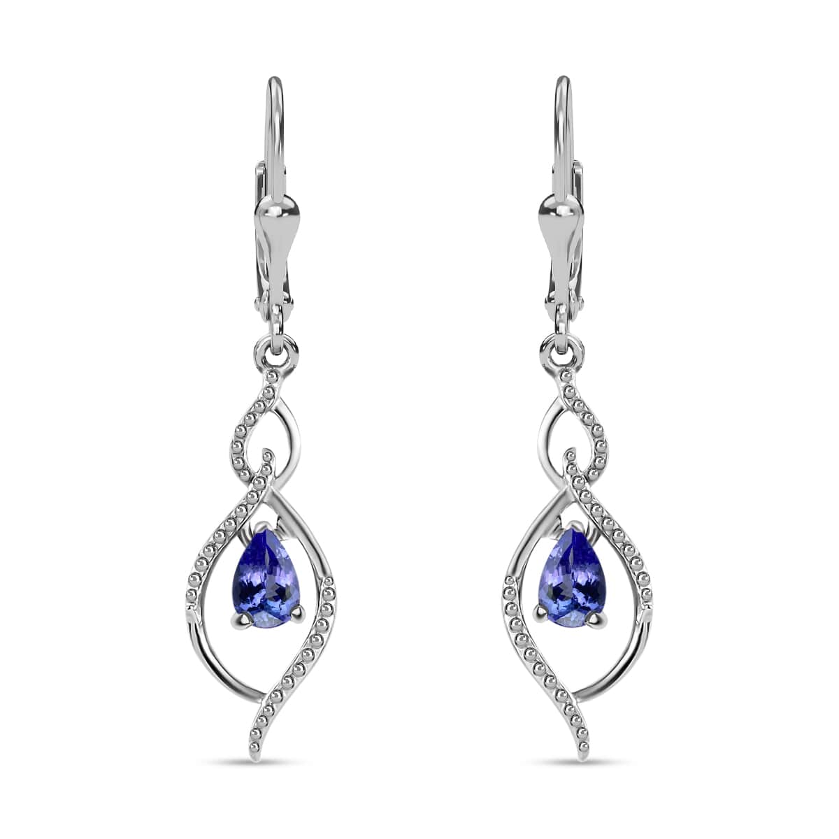 Tanzanite Drop Dangle Earrings in Platinum Plated Sterling Silver| Tanzanite Earrings For Women| Wedding Gifts For Women 0.65 ctw image number 0