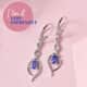 Tanzanite Drop Dangle Earrings in Platinum Plated Sterling Silver| Tanzanite Earrings For Women| Wedding Gifts For Women 0.65 ctw image number 2
