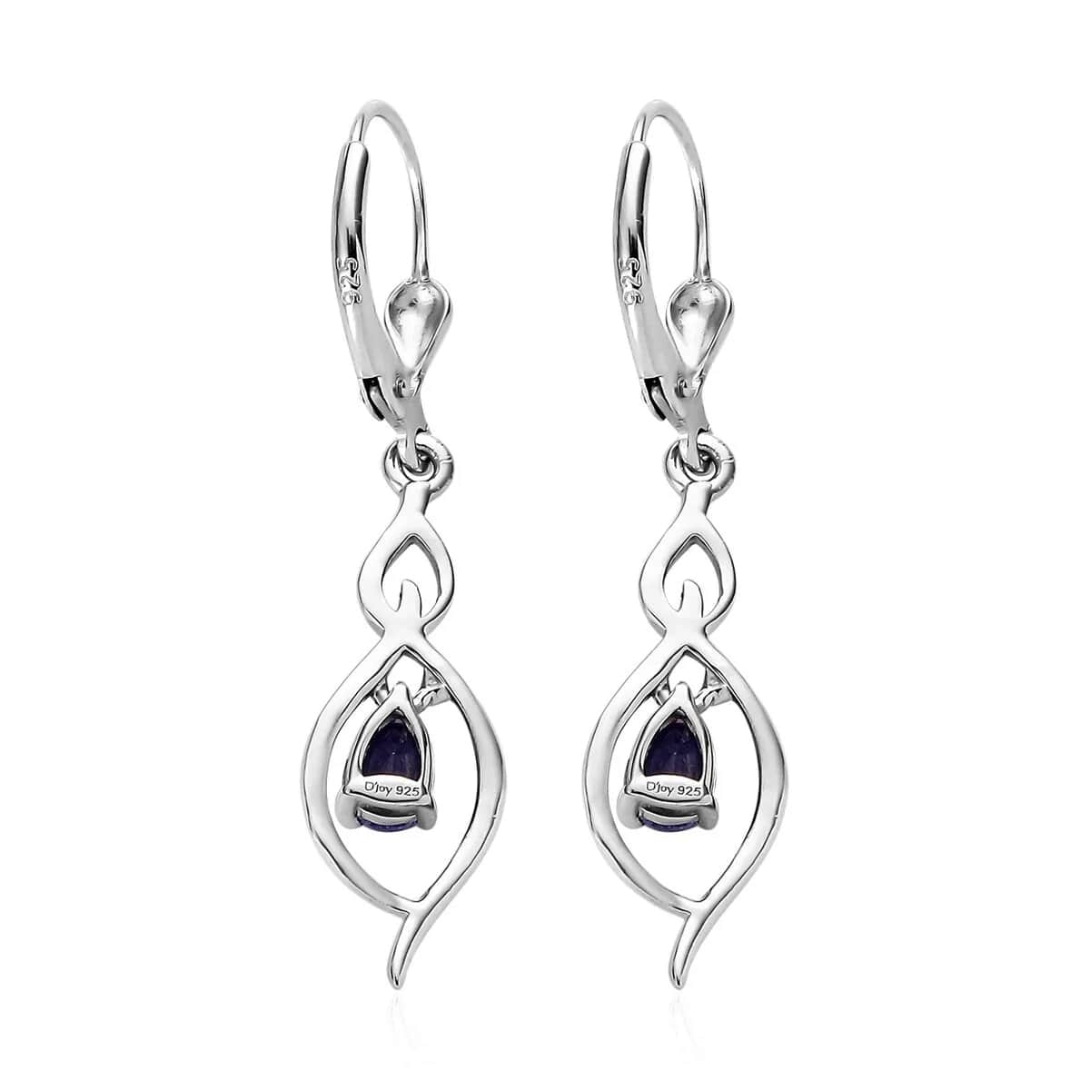Tanzanite Drop Dangle Earrings in Platinum Plated Sterling Silver| Tanzanite Earrings For Women| Wedding Gifts For Women 0.65 ctw image number 5