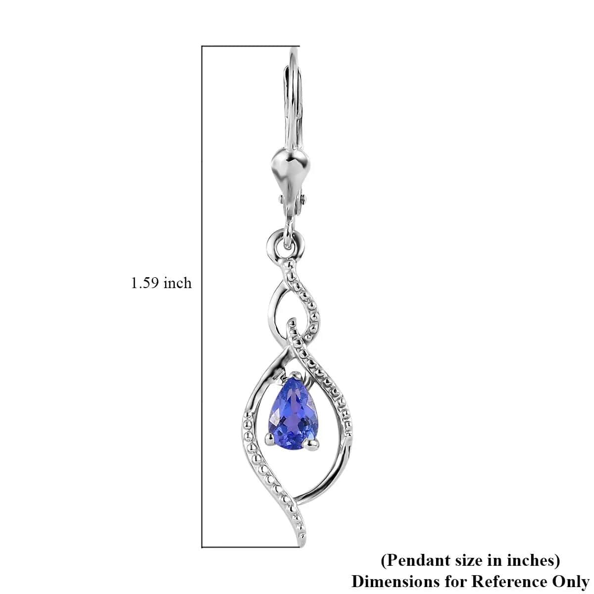 Tanzanite Drop Dangle Earrings in Platinum Plated Sterling Silver| Tanzanite Earrings For Women| Wedding Gifts For Women 0.65 ctw image number 6