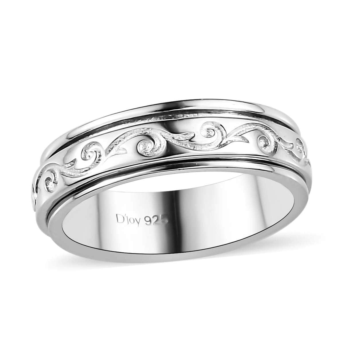 Sterling Silver Spinner Ring, Anxiety Ring for Women, Fidget Rings for Anxiety for Women, Stress Relieving Anxiety Ring (Size 11.0) (4 g) image number 0