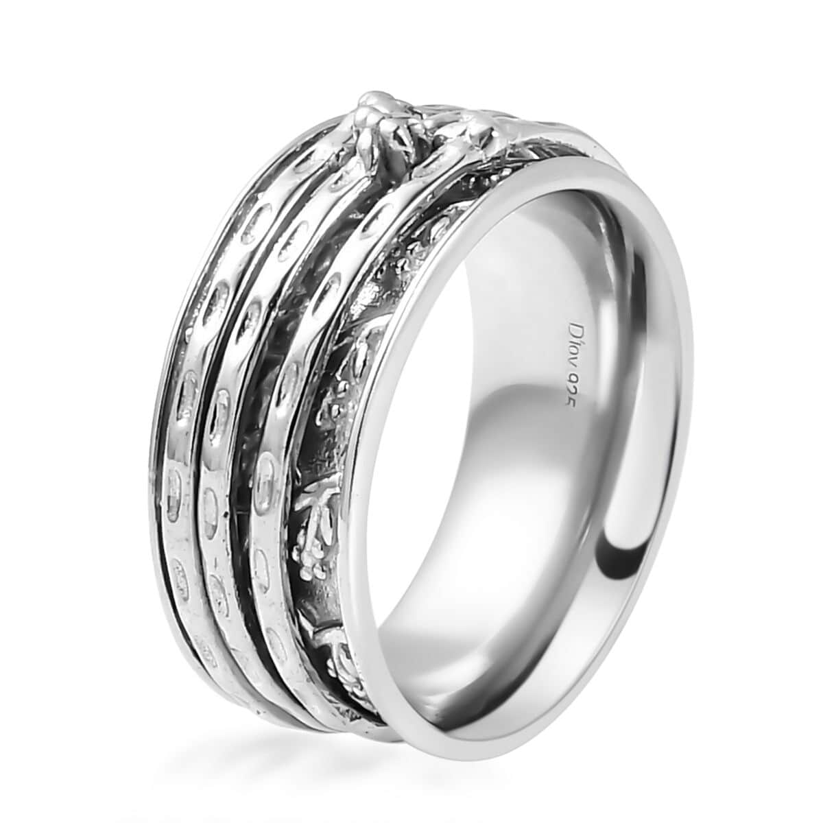 Sterling Silver Spinner Ring, Anxiety Ring for Women, Fidget Rings for Anxiety for Women, Stress Relieving Anxiety Ring (Size 6.0) (7.30 g) image number 5