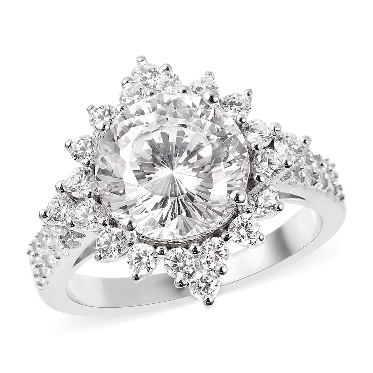 LUSTRO STELLA Finest CZ Halo Ring in Sterling Silver (Size 10.0) 8.65 ctw image number 0
