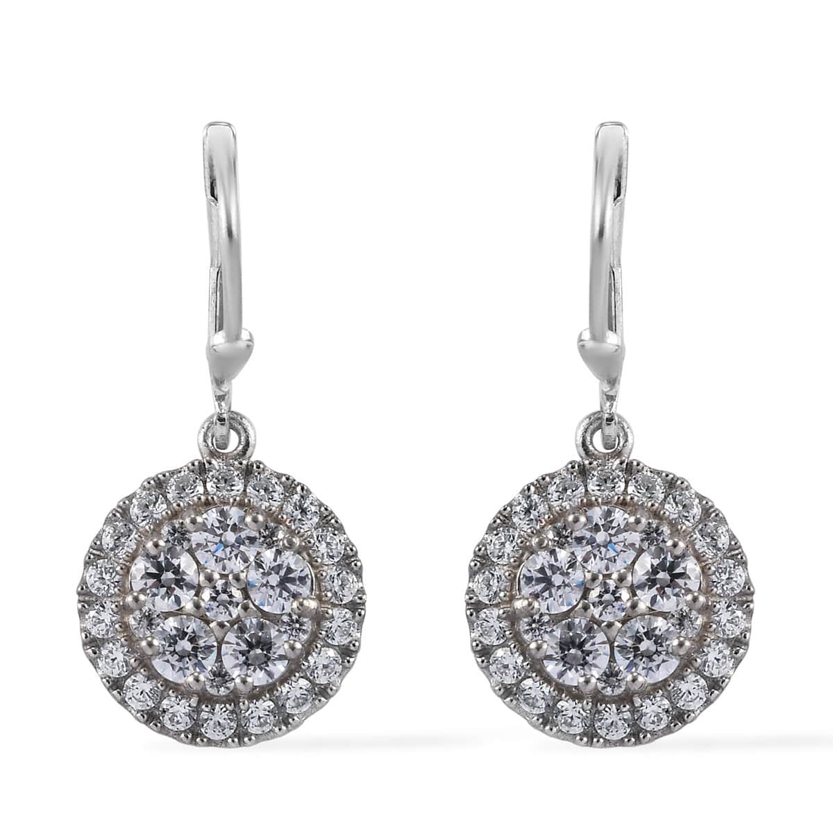 LUSTRO STELLA Made with Finest CZ Dangle Earrings in Platinum Over Sterling Silver 5.85 ctw image number 0
