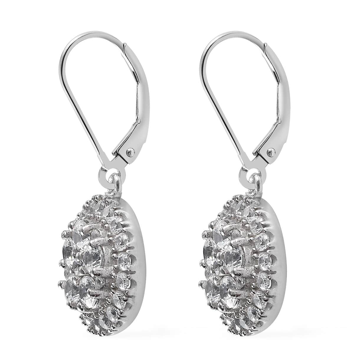 LUSTRO STELLA Made with Finest CZ Dangle Earrings in Platinum Over Sterling Silver 5.85 ctw image number 3