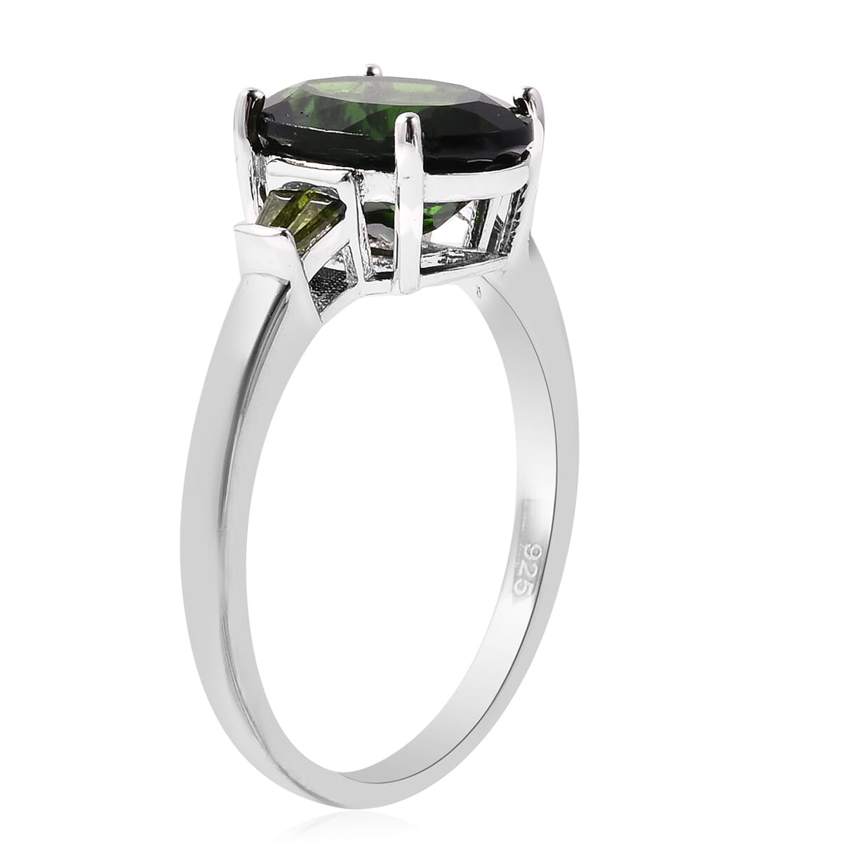 Chrome Diopside Ring in Rhodium Over Sterling Silver (Size 7.0) 3.80 ctw image number 3