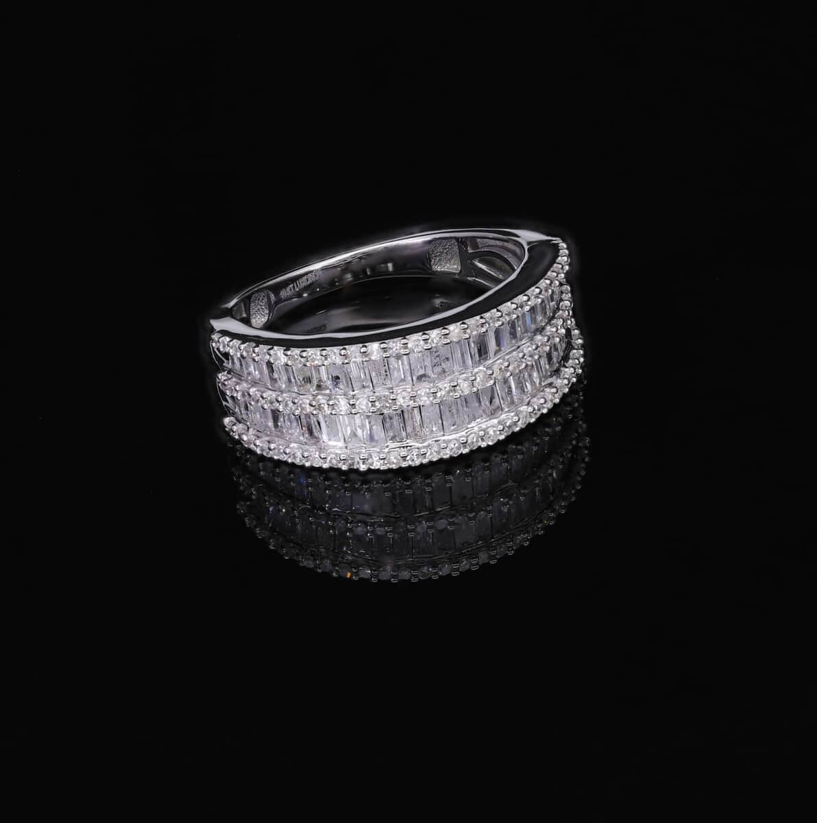 4.30 Carat Natural 2 Row Diamond Eternity Ring Band G Si 18K White Gold