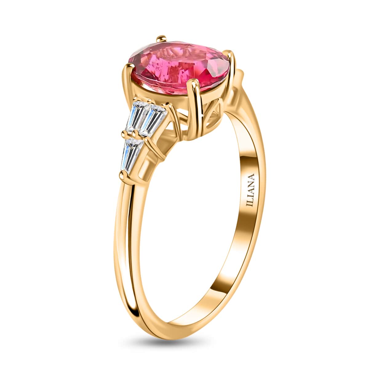 Iliana 18K Yellow Gold AAA Ouro Fino Rubellite and G-H SI Diamond Ring (Size 7.0) 3.80 Grams 2.20 ctw image number 3
