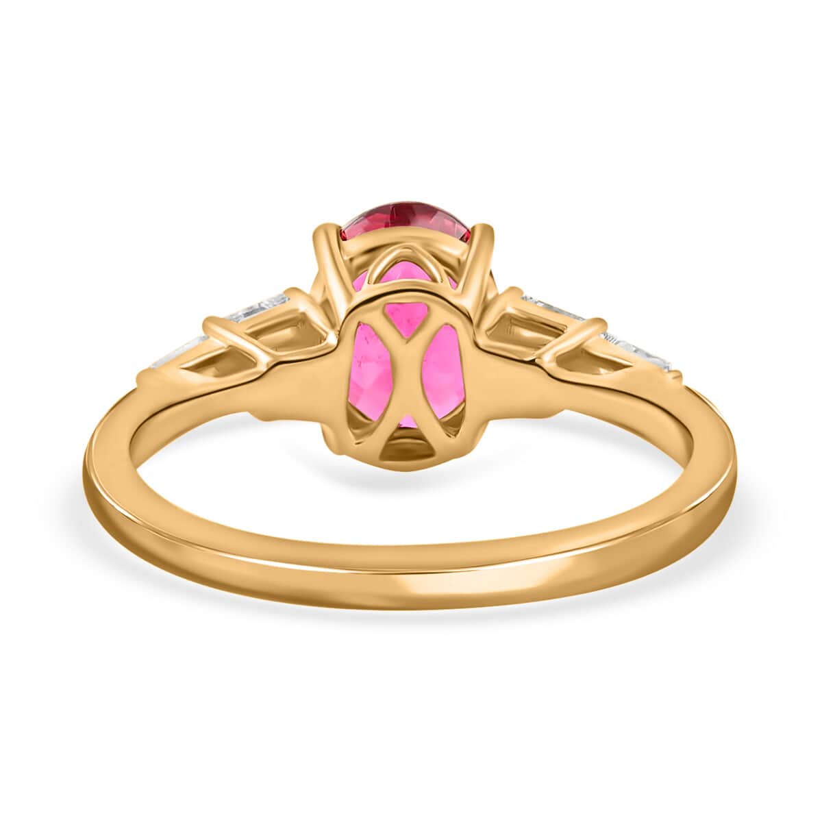 Iliana 18K Yellow Gold AAA Ouro Fino Rubellite and G-H SI Diamond Ring (Size 7.0) 3.80 Grams 2.20 ctw image number 4
