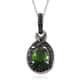 Natural Chrome Diopside and Natural Thai Black Spinel Pendant Necklace 20 Inches in Platinum Over Sterling Silver 1.90 ctw 1.90 ctw image number 0