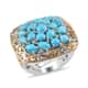 American Natural Sleeping Beauty Turquoise and Zircon Cluster Ring in Vermeil YG & Platinum Over Sterling Silver (Size 7.0) 6.85 ctw image number 0