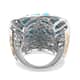 American Natural Sleeping Beauty Turquoise and Zircon Cluster Ring in Vermeil YG & Platinum Over Sterling Silver (Size 7.0) 6.85 ctw image number 4