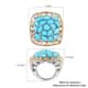 American Natural Sleeping Beauty Turquoise and Zircon Cluster Ring in Vermeil YG & Platinum Over Sterling Silver (Size 7.0) 6.85 ctw image number 5