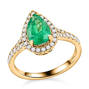 Iliana 18K Yellow Gold AAA Boyaca Colombian Emerald, Diamond (G-H, SI) (0.25 cts) Ring (Size 6.0) 2.00 ctw