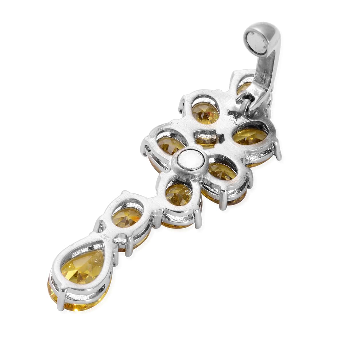 Simulated Yellow Diamond Drips of Raindrop Inspired Choker Necklace with Enhancer Bail 16-20 Inches in Stainless Steel image number 3
