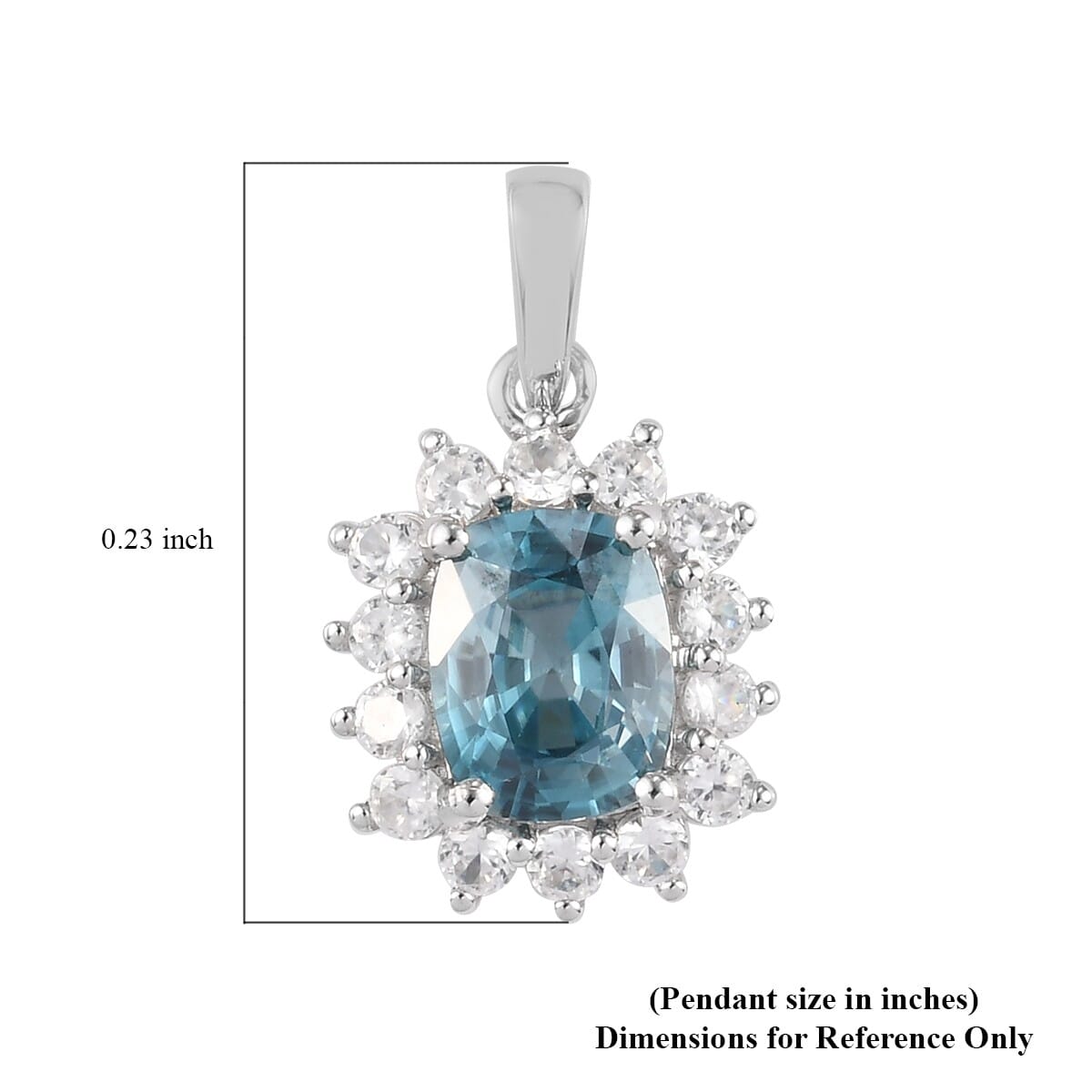 Luxoro 10K White Gold AAA Ratanakiri Blue Zircon and Natural White Zircon Floral Pendant 4.10 ctw image number 5
