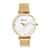 GENOA Diamond Accent Miyota Japanese Movement Water Resistant MOP Dial Watch with ION Plated Yellow Gold Stainless Steel Mesh Strap and Steel Back