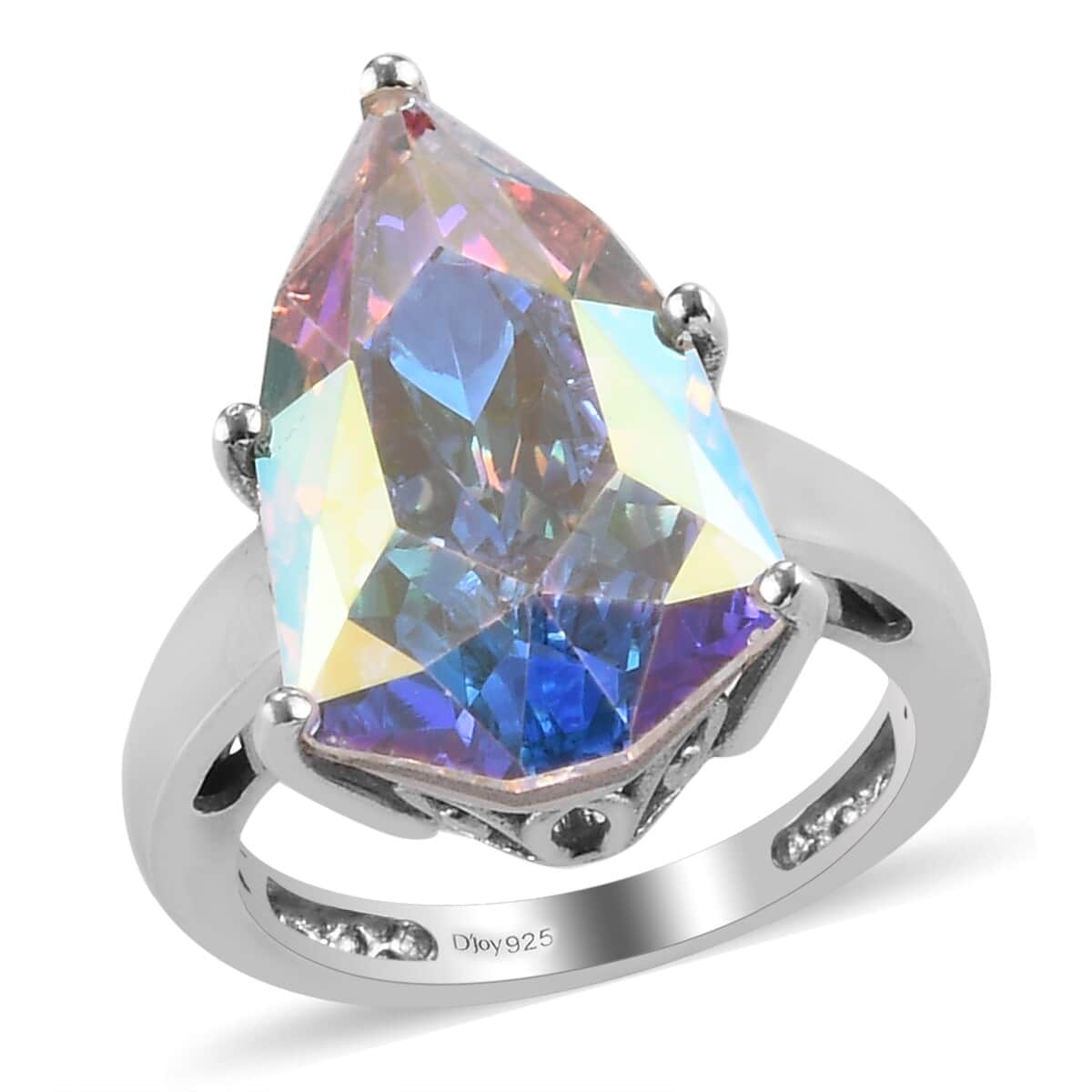 Aurora Borealis Crystal Solitaire Ring in Platinum Over Sterling Silver (Size 6.0) image number 0