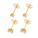 Simulated Pink Diamond Set of 2 Round & Square Solitaire Stud Earrings in 14K Yellow Gold Over Sterling Silver image number 2