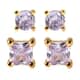 Simulated Lavender Diamond Set of 2 Round & Square Solitaire Stud Earrings in 14K Yellow Gold Over Sterling Silver image number 0