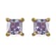 Simulated Lavender Diamond Set of 2 Round & Square Solitaire Stud Earrings in 14K Yellow Gold Over Sterling Silver image number 3