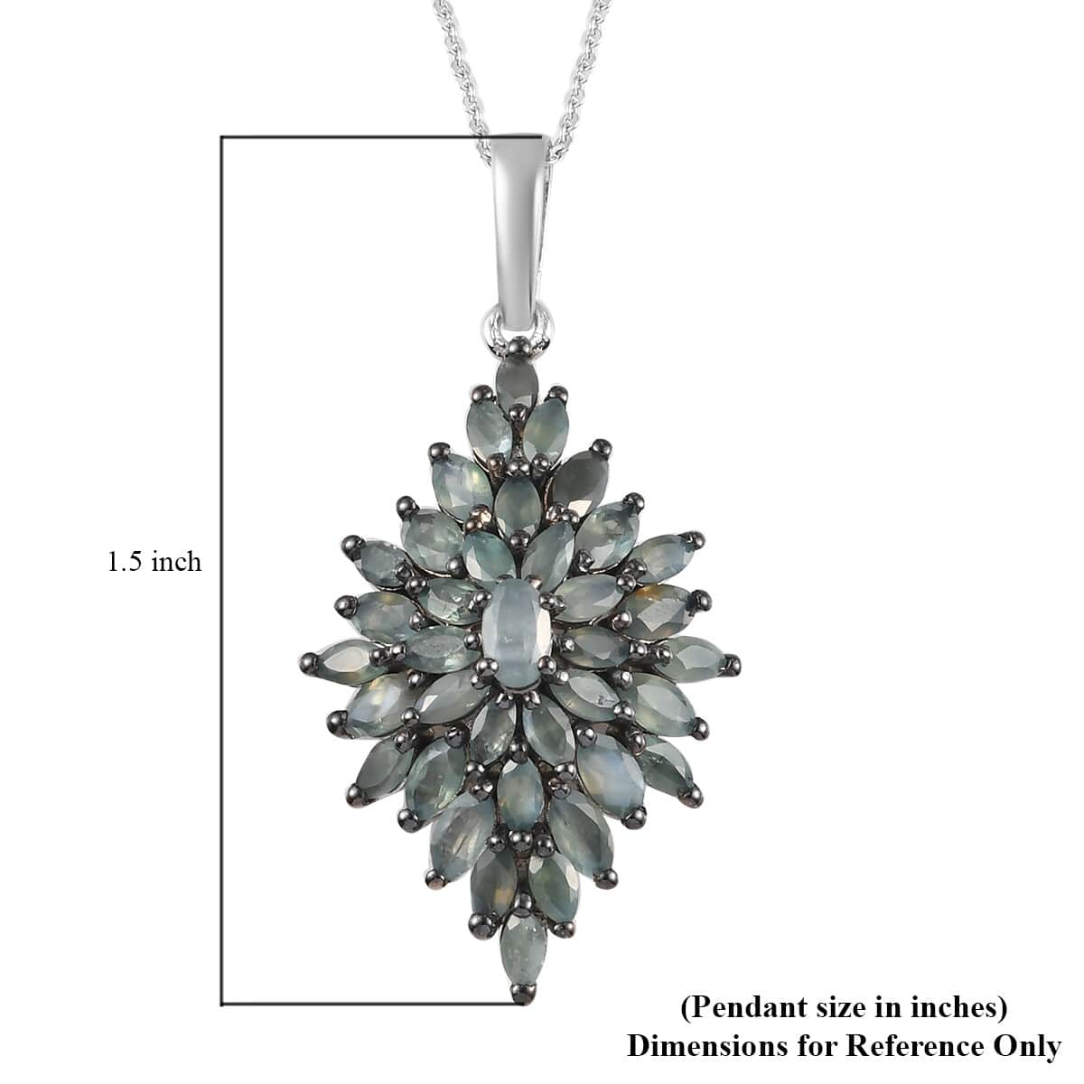 Narsipatnam Alexandrite Cluster Pendant Necklace 20 Inches in Rhodium & Platinum Over Sterling Silver 3.90 ctw image number 5