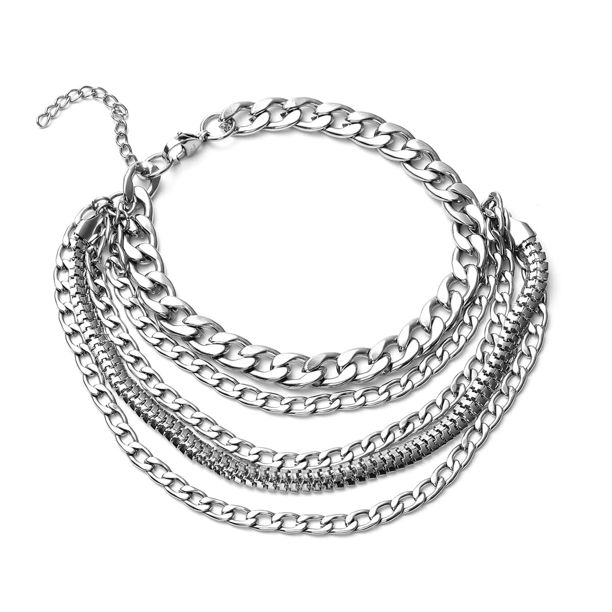 Multi Layered Anklet in Stainless Steel 9 Inches 60.40 Grams image number 0