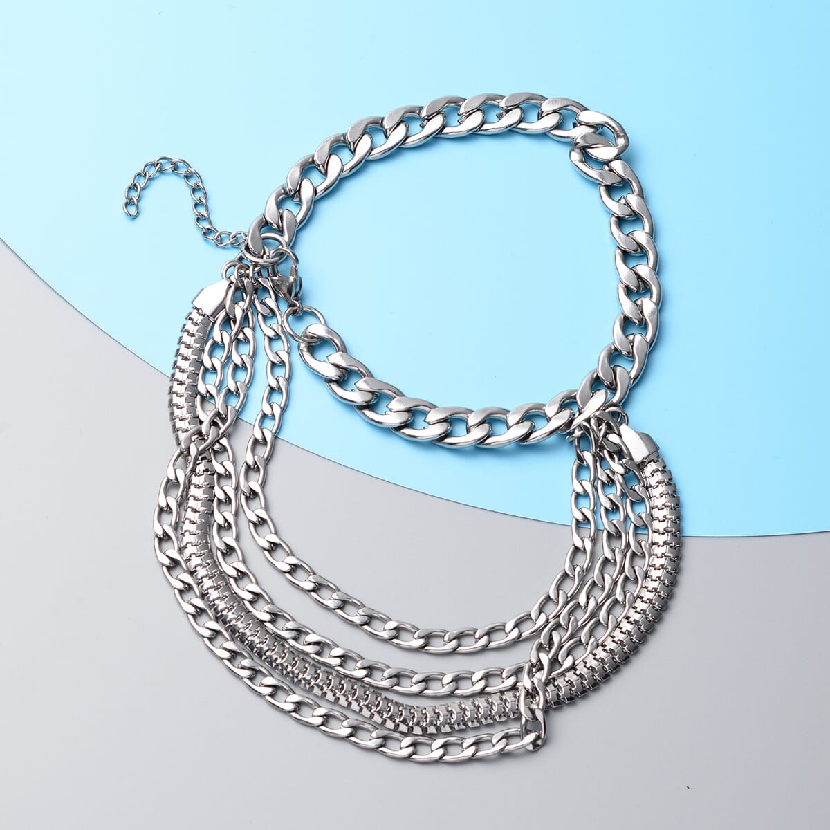 Multi Layered Anklet in Stainless Steel 9 Inches 60.40 Grams image number 1