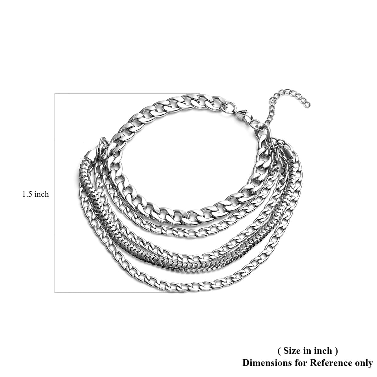 Multi Layered Anklet in Stainless Steel 9 Inches 60.40 Grams image number 2