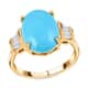 Iliana 18K Yellow Gold AAA Sleeping Beauty Turquoise and G-H SI Diamond Ring (Size 6.0) 5.10 Grams 4.30 ctw image number 0