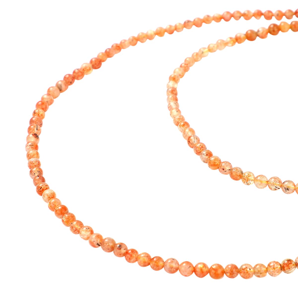 Golden Sunstone Beaded Necklace 36 Inches in Rhodium Over Sterling Silver Magnetic Lock 216.00 ctw image number 2