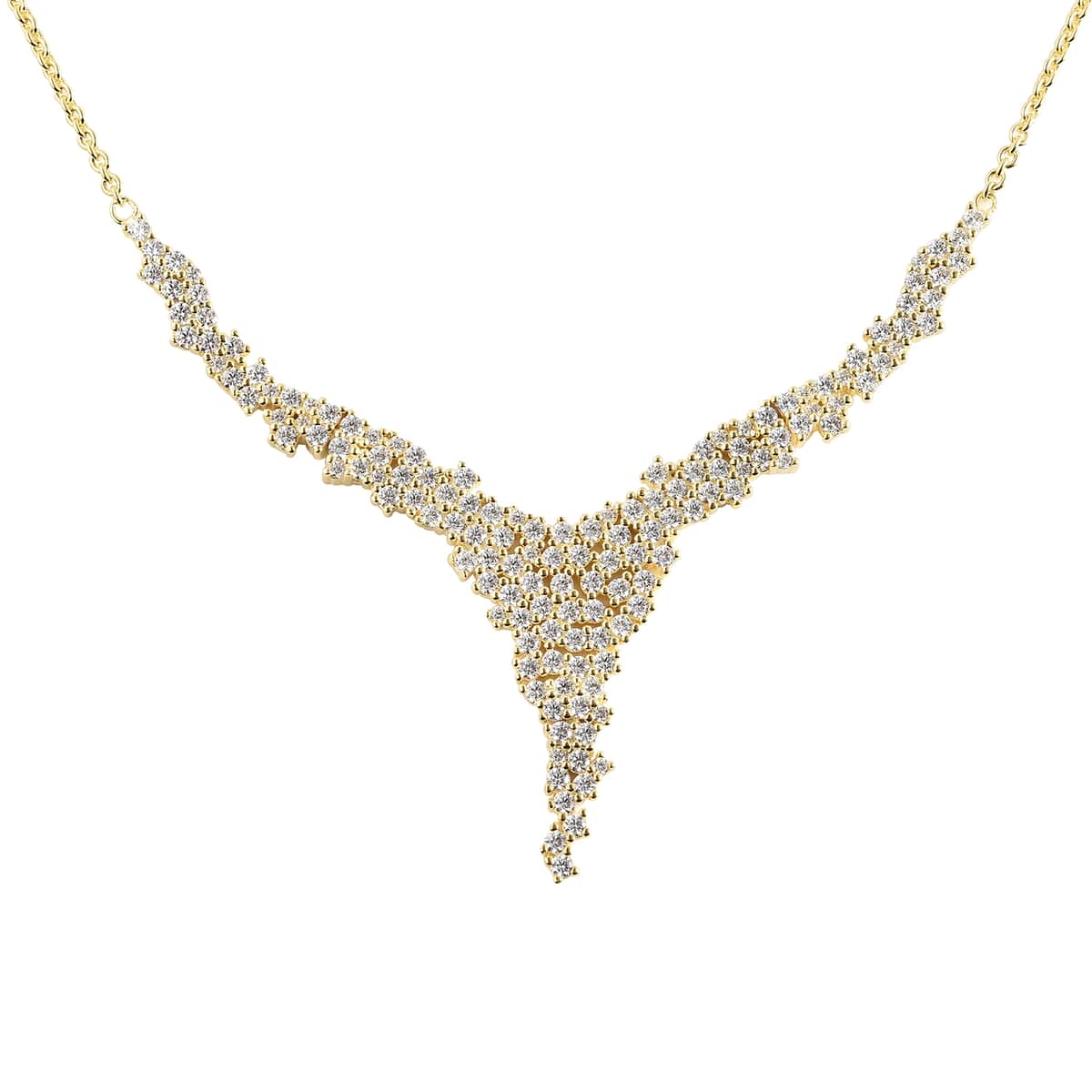 Lustro Stella Made with Finest CZ Floral Vine Inspired Necklace 18 Inches in Vermeil Yellow Gold Over Sterling Silver 7.75 ctw image number 0